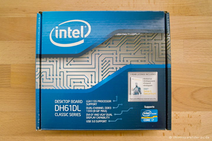 Intel DH61DL Mini-ITX Mainboard in der Verpackung